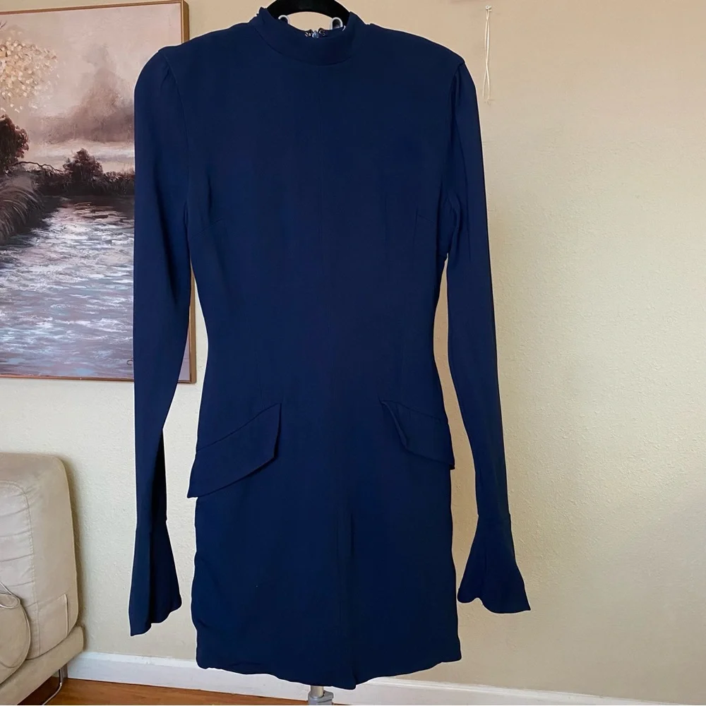 House of CB 'Mahalia' Navy Long Sleeve Mini Dress size XS - Picture 4 of 15